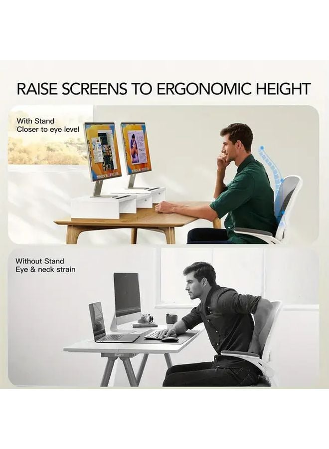 Baofali JJ959 Dual Monitor Stand with Storage Slots Adjustable Ergonomic Desk Organizer - Image 4